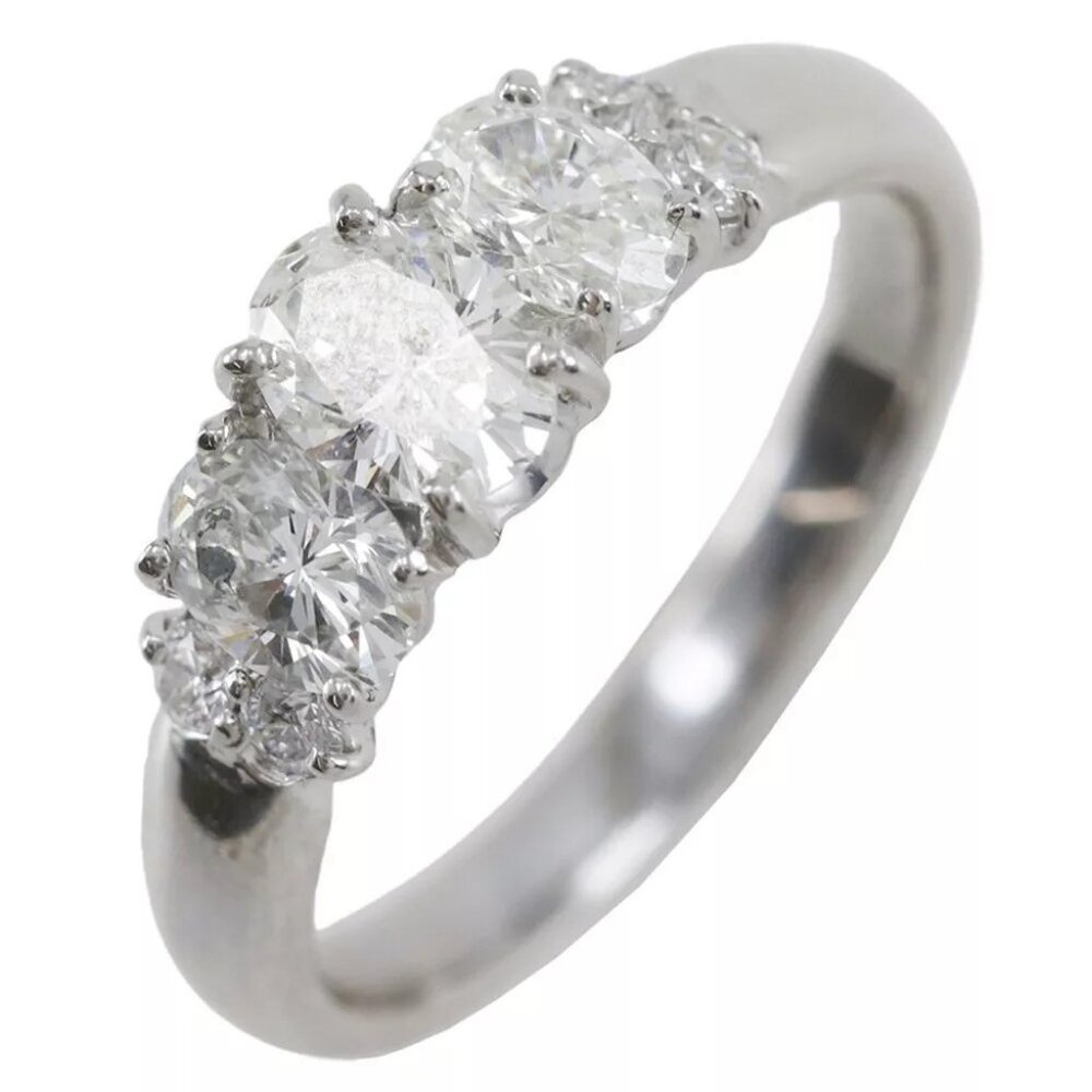 Oval Ring Pt900Platinum/diamond #4.9(US Size) 4.7g Women
